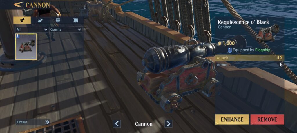 Cannon mounted in Flagship - Sea of Conquest