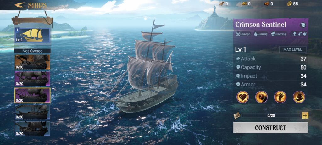 Crimson Sentinel side ship - Sea of Conquest