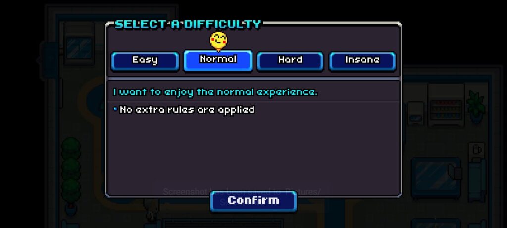 Selecting normal difficulty in Coromon