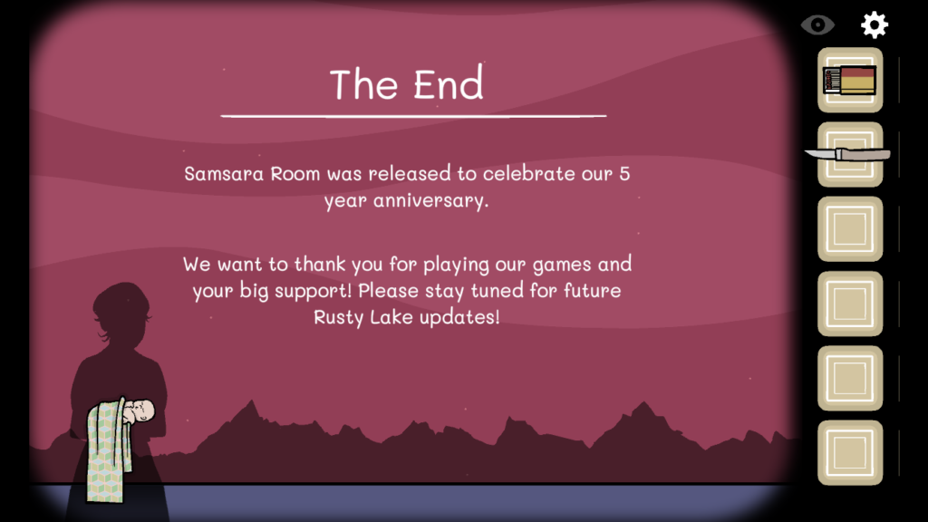 screenshot of Samsara Room ending