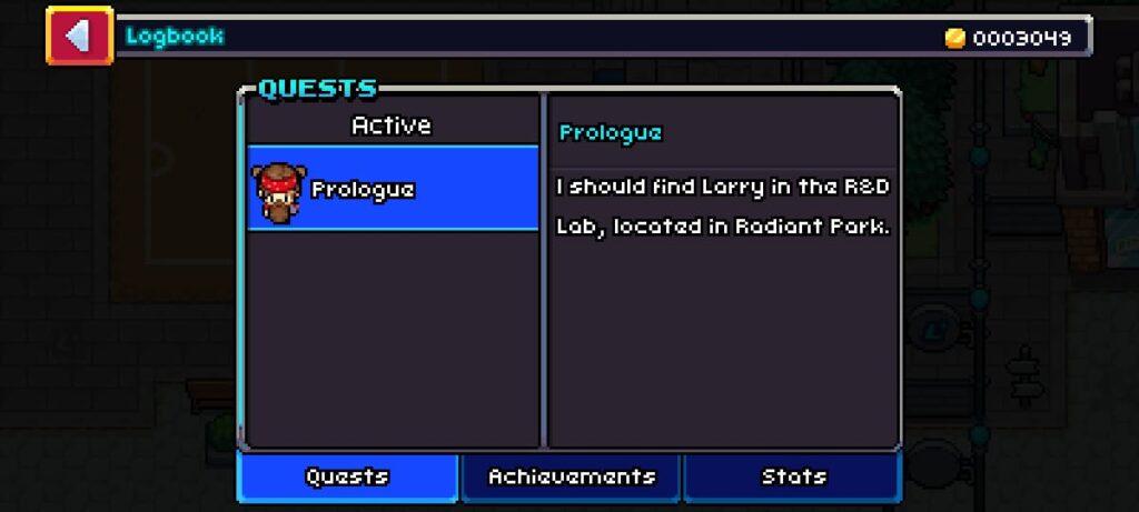 Quest screen in Coromon