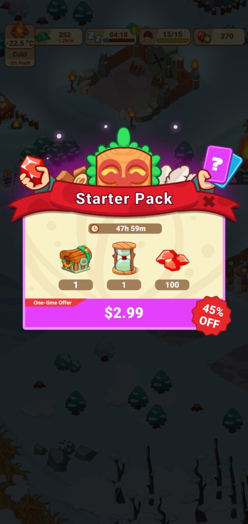 The Starter Pack in Icy Village: Tycoon Survival.