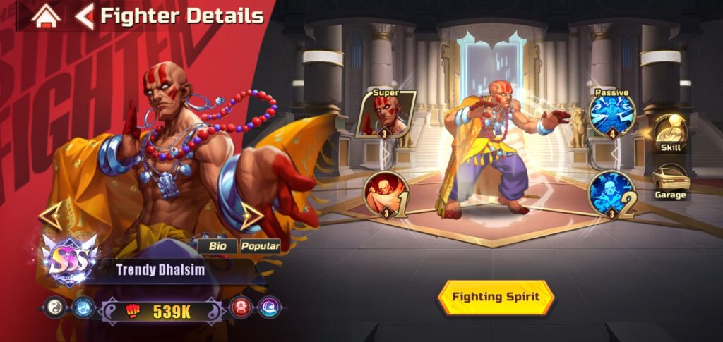 Trendy Dhalsim in Street Fighter: Duel.