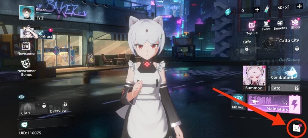 Cat Fantasy - lobby screen > menu icon