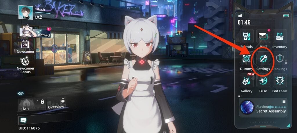 Cat Fantasy - menu > settings