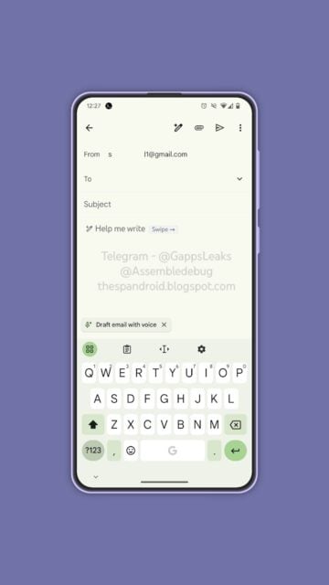 Draft email with voice feature in Gmail app