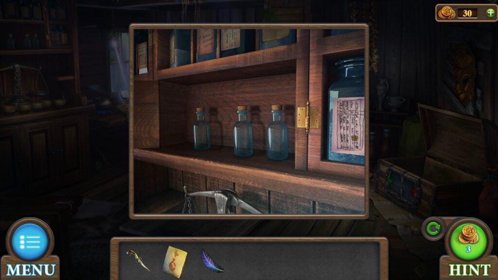 three jars in the cupboard inside the room
