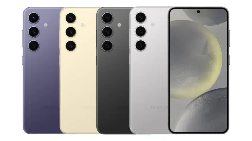 The Samsung S24 in four different colors.