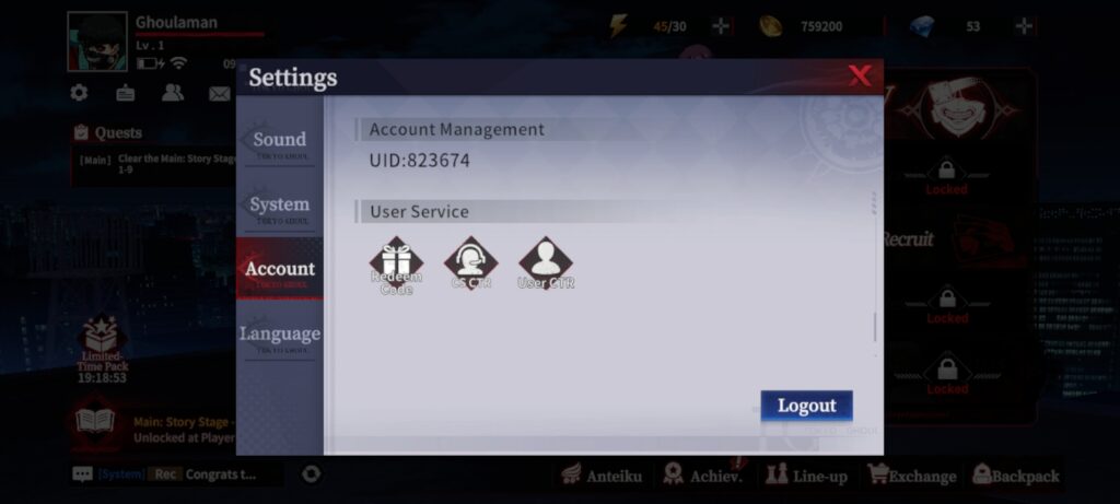 User CTR in Account tab