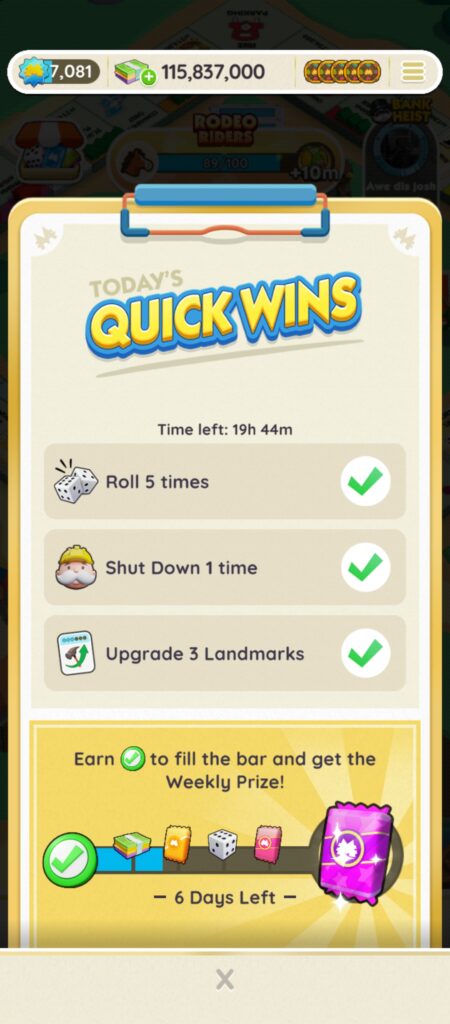 Peg E Event Daily Wins 