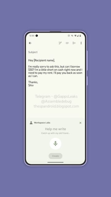 Using the Draft with voice feature in Gmail app