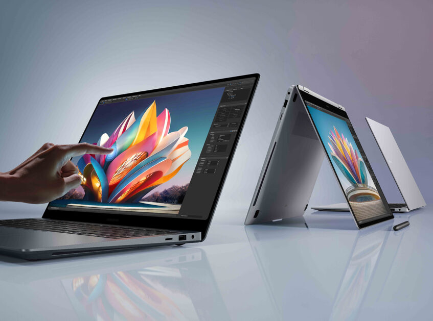 Three Samsung Galaxy Book laptops