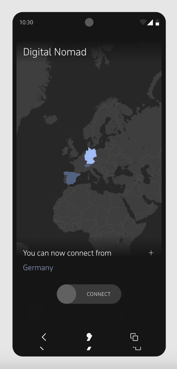 Digital Nomad VPN on the Punkt MC02 smartphone