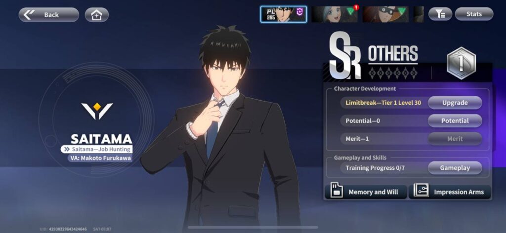 One Punch Man World upgrading characters
