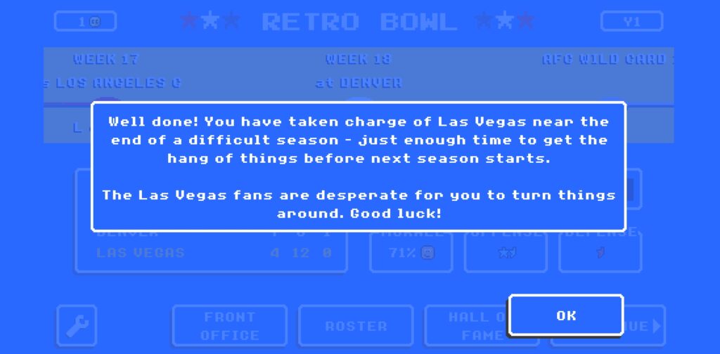 First season in Retro Bowl.