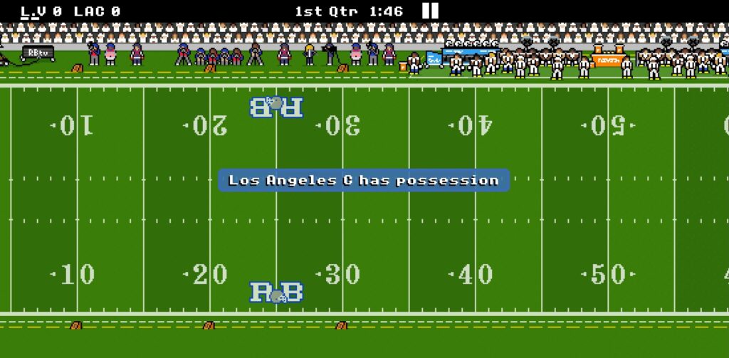 The AI simulating a game in Retro Bowl.