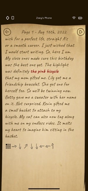 zoey's diary page 1