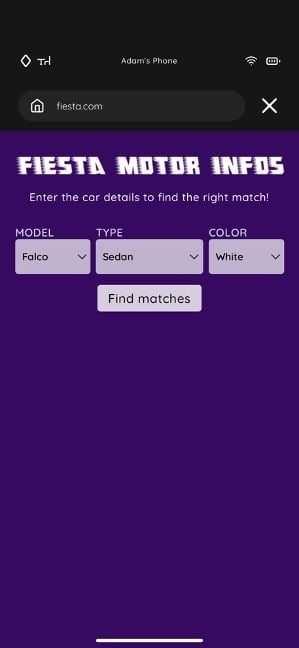 find the car details in fiesta motor infos