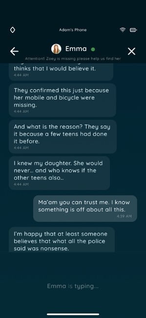 talk to emma (zoey's mum)