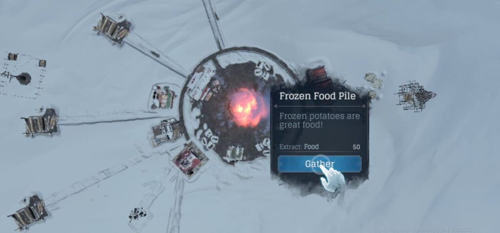 gathering food from frozen food pile