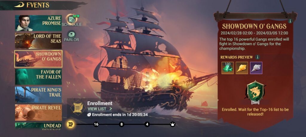 Showdown o' Gangs event page - Sea of Conquest