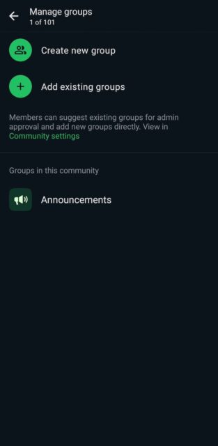 Adding new groups to WhatsApp community