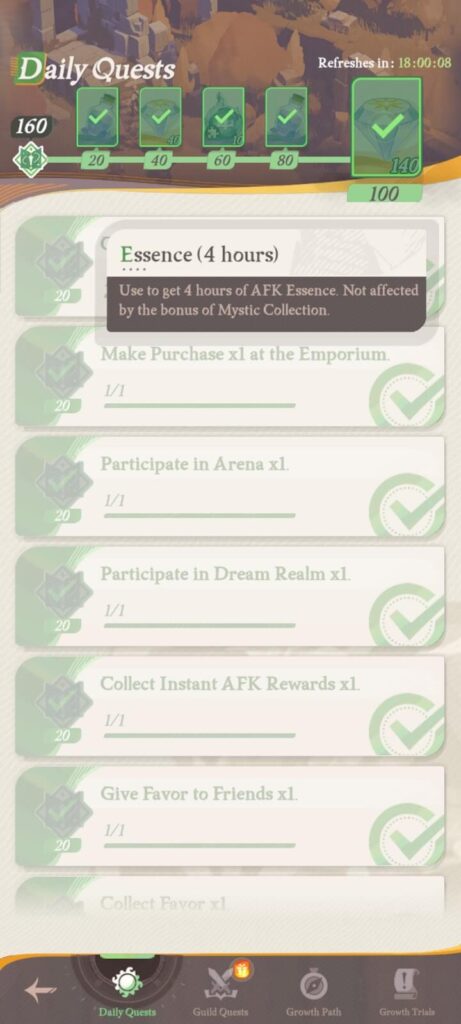 All daily quests cleared - AFK Journey (AFK 2)