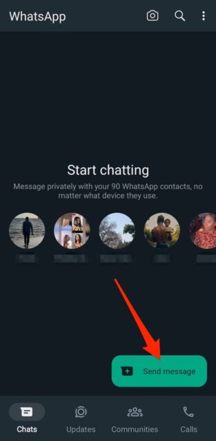 Chats menu on WhatsApp