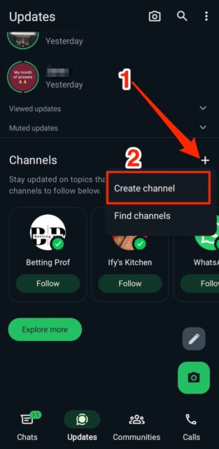Creating a channel on WhatsApp