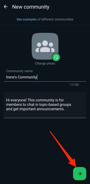 Creating a new community on WhatsApp