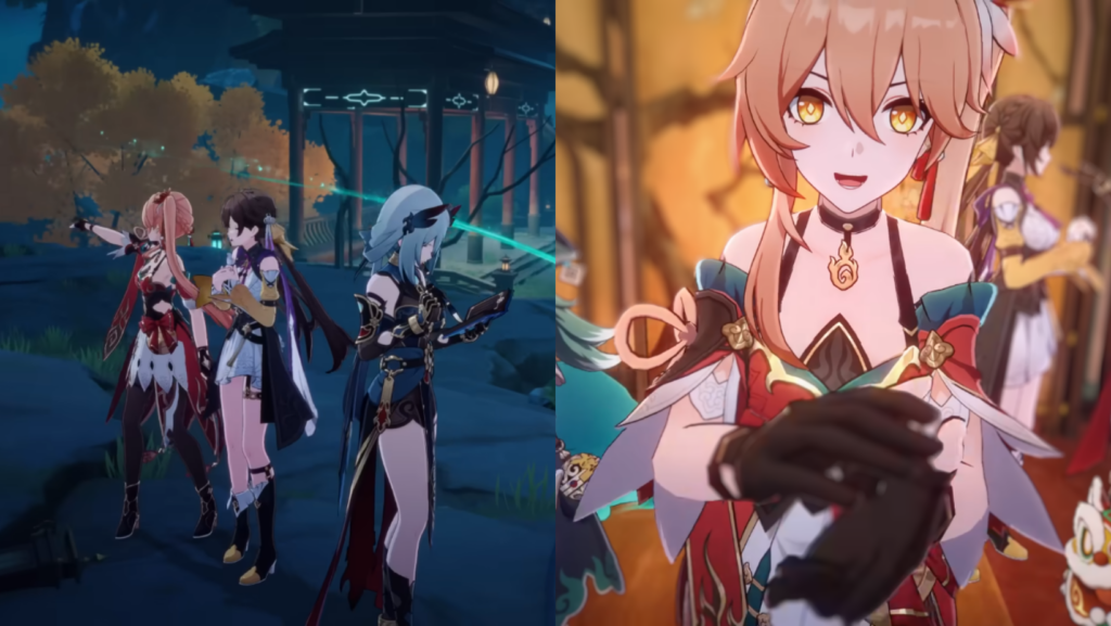 Collaged images of Guinaifen and her friends in Honkai: Star Rail.