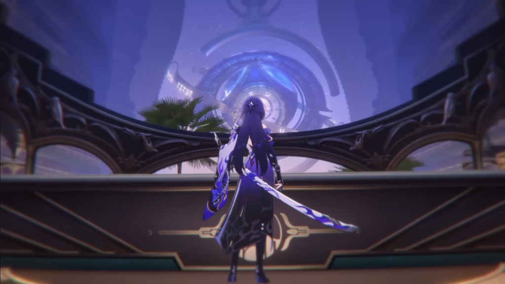 Acheron posing in Honkai: Star Rail.