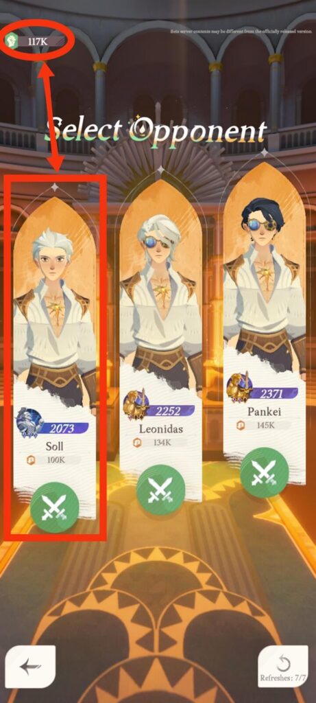 Ideal opponent for Arena (highlighted) - AFK Journey (AFK 2)