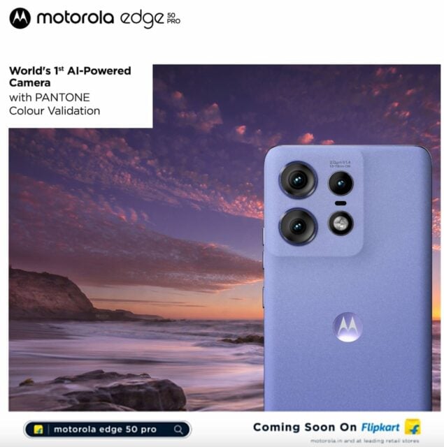 Motorola Edge 50 Pro AI camera with Pantone Validation teaser poster