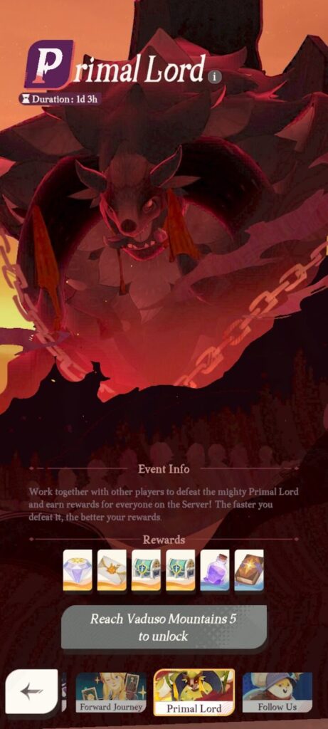 Primal Lord event - AFK Journey (AFK 2)