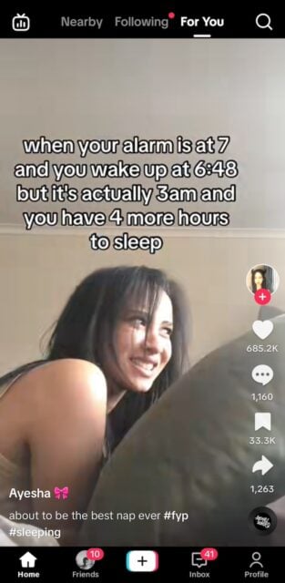 Random video on TikTok For You page