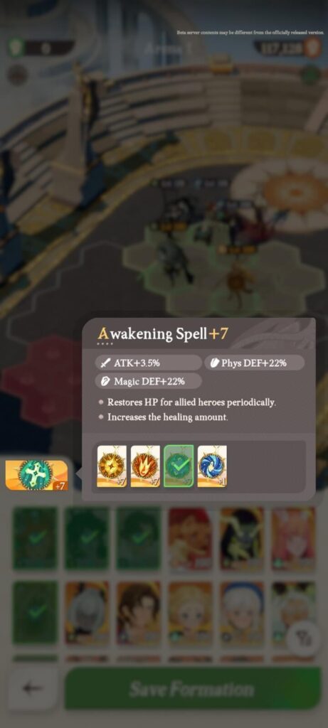 Spell selection page in Arena - AFK Journey (AFK 2)