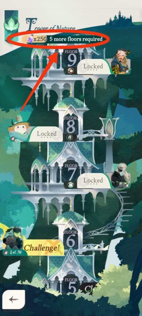 Tower of Nature (hero essence reward highlighted) - AFK Journey (AFK2)