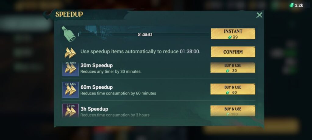 buying speedups with emeralds