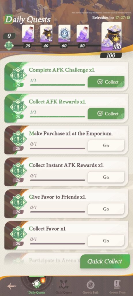 daily quests in afk journey