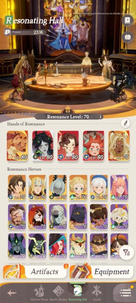 Heroes page - AFK Journey