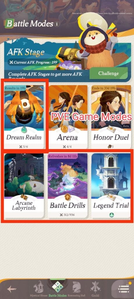 PVE Game Modes - AFK Journey