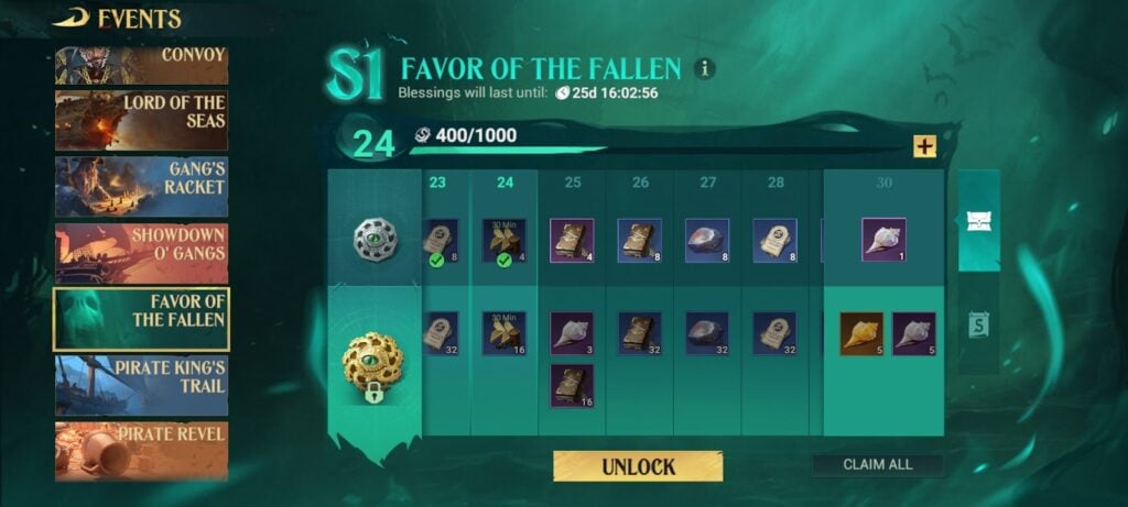 Favor of the Fallen event page - Sea of Conquest