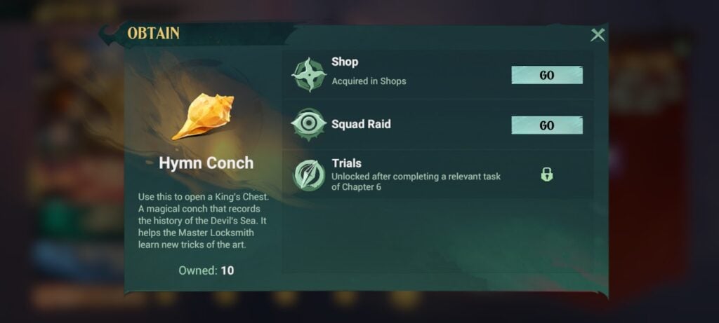 Hymn Conch (item description) - Sea of Conquest