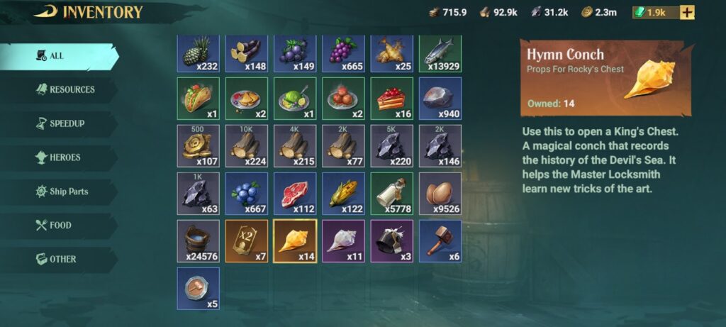 Inventory (Hymn Conches) - Sea of Conquest