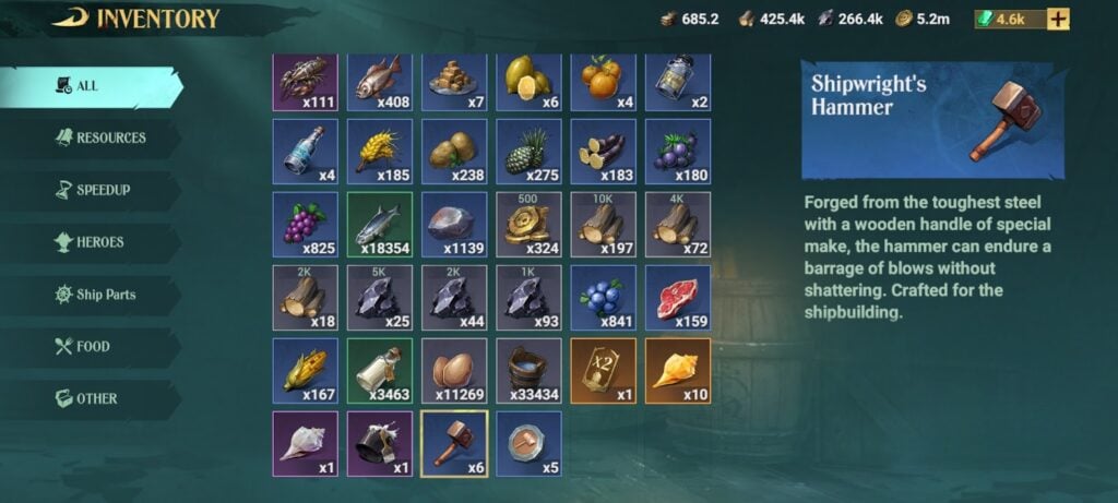 Shipbuilder's Hammer's item description - Sea of Conquest