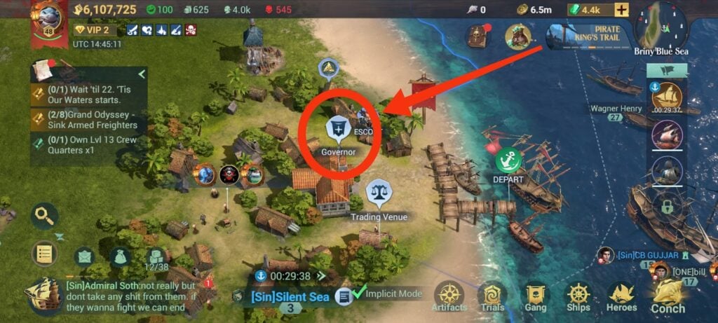Governor icon in port (highlighted) - Sea of Conquest