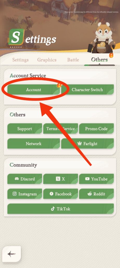 Account switch option (highlighted) - AFK Journey
