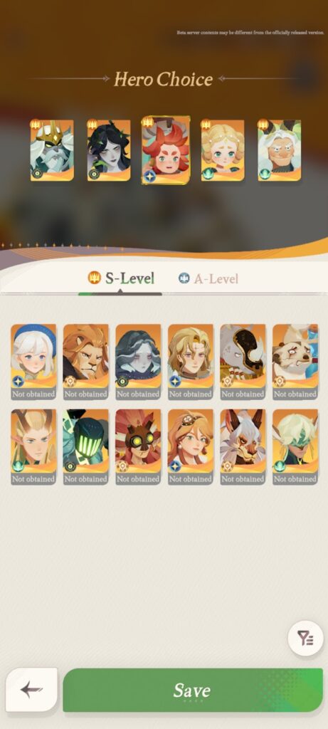 Guaranteed Epic Hero selection page - AFK Journey