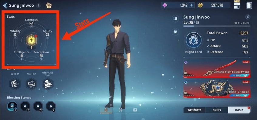 Solo Leveling: ARISE Jinwoo Stats